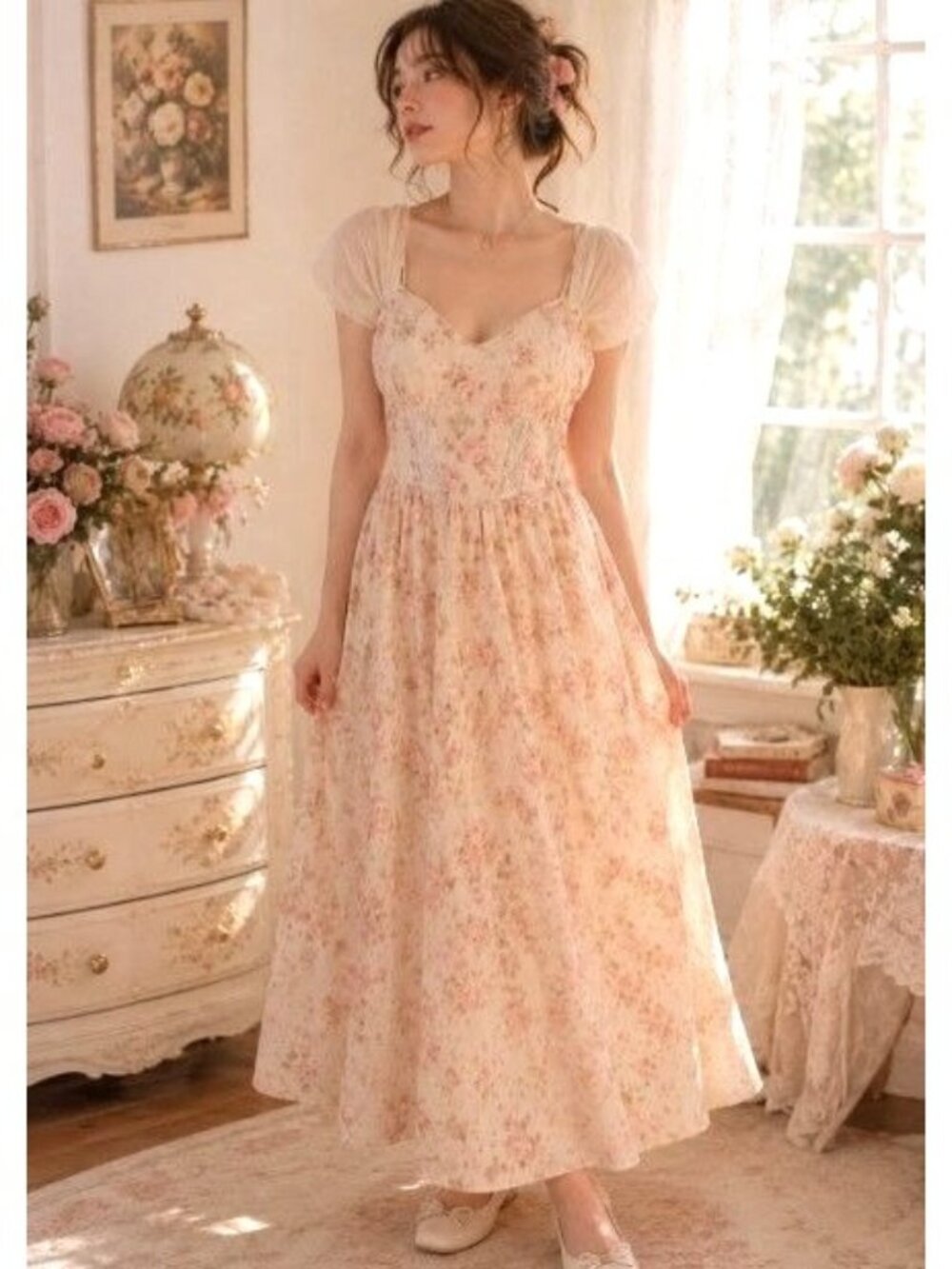 Cider Pink Floral Midi Dress
